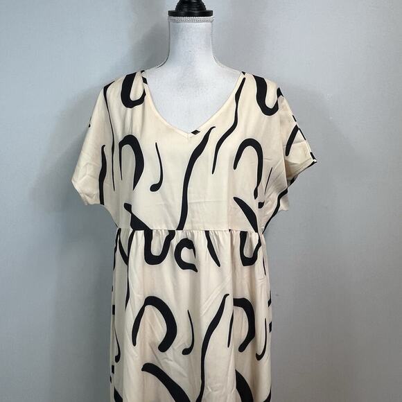 Emery Rose Dress size Extra Large Ivory Black Swirls Long Maxi Wedding Church - Picture 3 of 11
